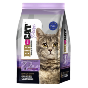 BR For Cat Pure Gatos Castrados Pollo 10 Kg en su empaque