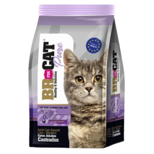 BR For Cat Pure Gatos Castrados Pollo 3 Kg en su empaque